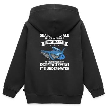 Orca Beobachtung für Buckelwale und Meerwale - Kinder Premium Organic Zip Hoodie - Schwarz - Hinten - AI Model Kid Male (0cm)