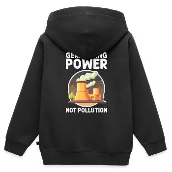 Kernenergie Spruch für Kernenergie - Kinder Premium Organic Zip Hoodie - Schwarz - Hinten - AI Model Kid Male (0cm)