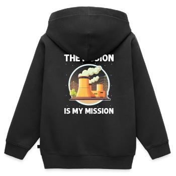 Kernenergie Spruch für Kernenergie - Kinder Premium Organic Zip Hoodie - Schwarz - Hinten - AI Model Kid Male (0cm)