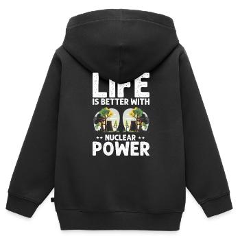 Erneuerbare Nukleare Spruch für Nukleartechnik - Kinder Premium Organic Zip Hoodie - Schwarz - Hinten - AI Model Kid Male (0cm)