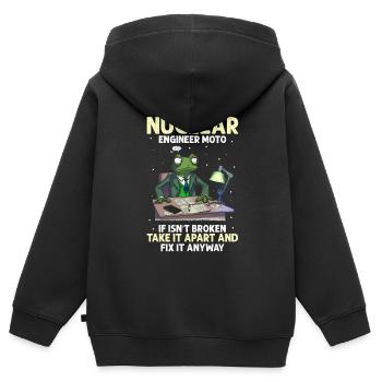 Kernenergie Spruch für Kernenergie - Kinder Premium Organic Zip Hoodie - Schwarz - Hinten - AI Model Kid Male (0cm)