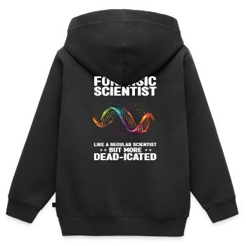 Forensischer Wissenschaftlicher Ermittler - Kinder Premium Organic Zip Hoodie - Schwarz - Hinten - AI Model Kid Male (0cm)