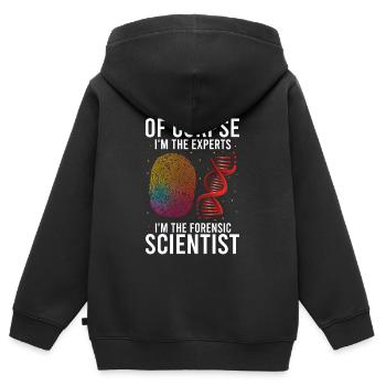 Forensischer Wissenschaftlicher Ermittler - Kinder Premium Organic Zip Hoodie - Schwarz - Hinten - AI Model Kid Male (0cm)