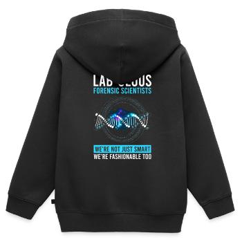 Forensischer Wissenschaftlicher Ermittler - Kinder Premium Organic Zip Hoodie - Schwarz - Hinten - AI Model Kid Male (0cm)