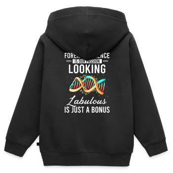 Forensischer Wissenschaftlicher Ermittler - Kinder Premium Organic Zip Hoodie - Schwarz - Hinten - AI Model Kid Male (0cm)
