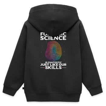 Forensische Kriminologie und Tatort-Ermittler - Kinder Premium Organic Zip Hoodie - Schwarz - Hinten - AI Model Kid Male (0cm)