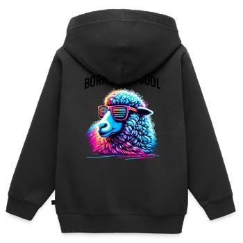 Schaf cool Lustiges Schaf Brille Born to be cool - Kinder Premium Organic Zip Hoodie - Schwarz - Hinten - AI Model Kid Male (0cm)