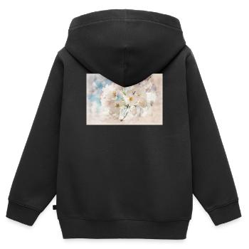 la floraison des cerisiers japonais - Sweat Premium à capuche zippé enfant bio - noir - Dos - AI Model Kid Male (0cm)