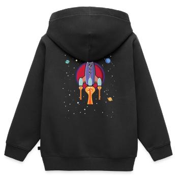 Rocket Spaceship Space Travel Planets - Kids Premium Organic Zip-up Hoodie - black - Back - AI Model Kid Male (0cm)