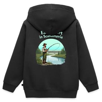 Angeln in Skandinavien - Kinder Premium Organic Zip Hoodie - Schwarz - Hinten - AI Model Kid Male (0cm)