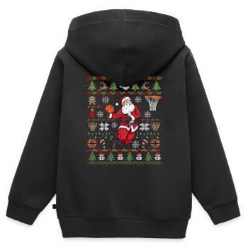 Funny Santa Claus Ugly Christmas basketball - Sweat Premium à capuche zippé enfant bio - noir - Dos - AI Model Kid Male (0cm)