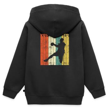 Retro Kreisläufer Handball Sport Handballer - Kinder Premium Organic Zip Hoodie - Schwarz - Hinten - AI Model Kid Male (0cm)