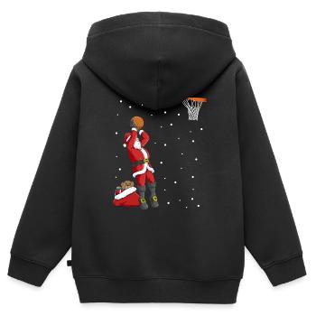 Lustiges Weihnachtsmann Basketball Weihnachten - Kinder Premium Organic Zip Hoodie - Schwarz - Hinten - AI Model Kid Male (0cm)