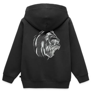 Cri de tête de gorille - Sweat Premium à capuche zippé enfant bio - noir - Dos - AI Model Kid Male (0cm)