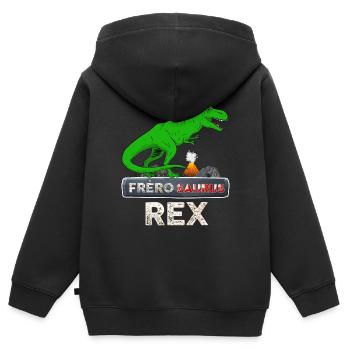 Ce Grand Frère Dinosaure Rex Protecteur - Sweat Premium à capuche zippé enfant bio - noir - Dos - AI Model Kid Male (0cm)