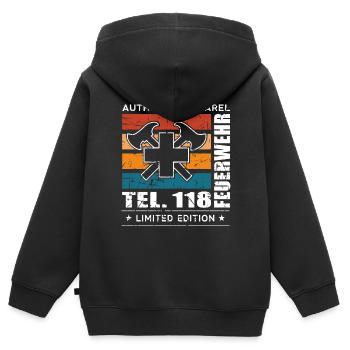 Fire brigade - Kids Premium Organic Zip-up Hoodie - black - Back - AI Model Kid Male (0cm)