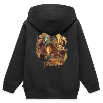 Der Hobbit Charaktere Um Bilbo Beutlin Mit Stich - Kinder Premium Organic Zip Hoodie - Schwarz - Hinten - AI Model Kid Male (0cm)