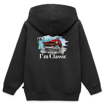 Je ne suis pas vieux je suis classique - Sweat Premium à capuche zippé enfant bio - noir - Dos - AI Model Kid Male (0cm)