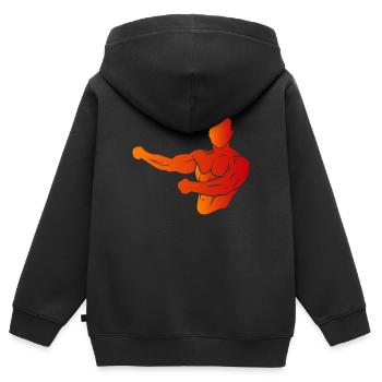 Musculation - Sweat Premium à capuche zippé enfant bio - noir - Dos - AI Model Kid Male (0cm)