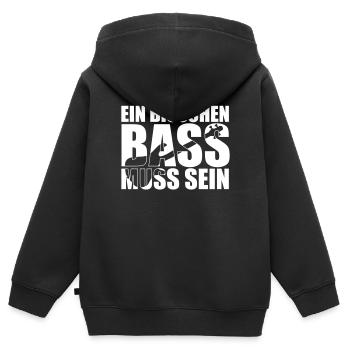 Bass Player Gift EIN BISSCHEN BASS MUSS SEIN - Kinder Premium Organic Zip Hoodie - Schwarz - Hinten - AI Model Kid Male (0cm)