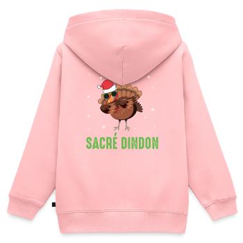 Sacré dindon dinde de noel dab chapeau et lunette - Sweat Premium à capuche zippé enfant bio - rose - Dos - AI Model Kid Female (0cm)