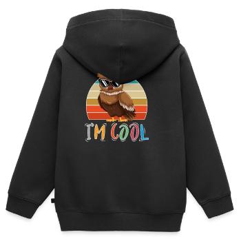 Baby Kind Sprüche Cool Eule Retro - Kinder Premium Organic Zip Hoodie - Schwarz - Hinten - AI Model Kid Male (0cm)