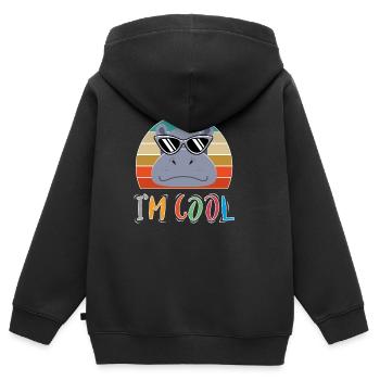 Baby Kind Sprüche Cool Flusspferd Nilpferd Retro - Kinder Premium Organic Zip Hoodie - Schwarz - Hinten - AI Model Kid Male (0cm)