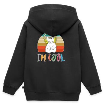 Baby Kind Tiere Cool Retro Katze Musik - Kinder Premium Organic Zip Hoodie - Schwarz - Hinten - AI Model Kid Male (0cm)