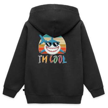Baby Kinder Hai Fisch Tiere Lustig Sonnenbrille - Kinder Premium Organic Zip Hoodie - Schwarz - Hinten - AI Model Kid Male (0cm)