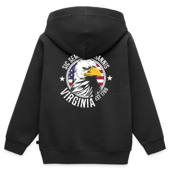 Virginia - Kinder Premium Organic Zip Hoodie - Schwarz - Hinten - AI Model Kid Male (0cm)