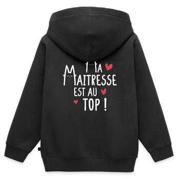 Ma Maîtresse Est Au Top - Chats et Chatons Mignons - Sweat Premium à capuche zippé enfant bio - noir - Dos - AI Model Kid Male (0cm)