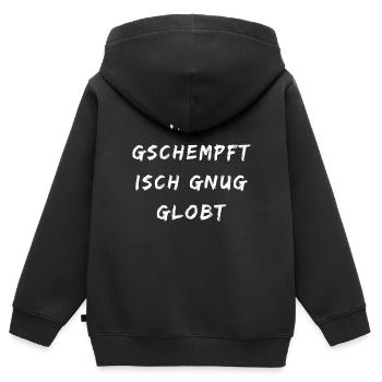 Nicht geschimpft ist genug gelobt - Schwäbisch - Kinder Premium Organic Zip Hoodie - Schwarz - Hinten - AI Model Kid Male (0cm)
