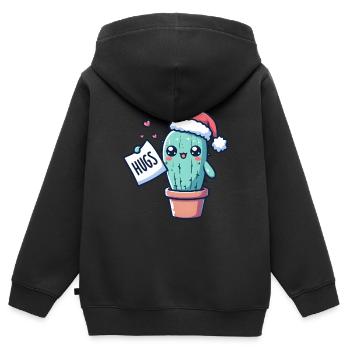 funny cactus for christmas wants to cuddle - Kids Premium Organic Zip-up Hoodie - black - Back - AI Model Kid Male (0cm)