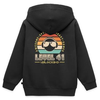 Level 41 - Kids Premium Organic Zip-up Hoodie - black - Back - AI Model Kid Male (0cm)