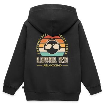 Level 53 - Kids Premium Organic Zip-up Hoodie - black - Back - AI Model Kid Male (0cm)