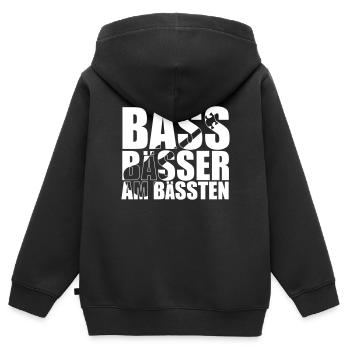Bass Player Gift BASS BÄSSER AM BÄSSTEN Bassist - Kinder Premium Organic Zip Hoodie - Schwarz - Hinten - AI Model Kid Male (0cm)