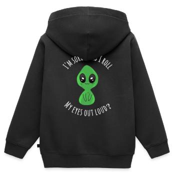 Tut mir leid, habe ich meine Augen laut verdreht - Kinder Premium Organic Zip Hoodie - Schwarz - Hinten - AI Model Kid Male (0cm)