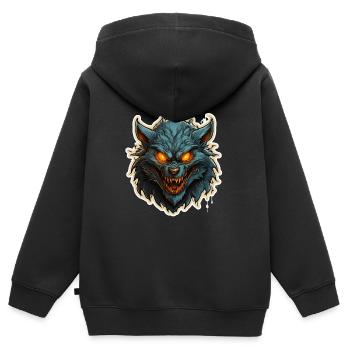 Loup-garou d’Halloween - Sweat Premium à capuche zippé enfant bio - noir - Dos - AI Model Kid Male (0cm)