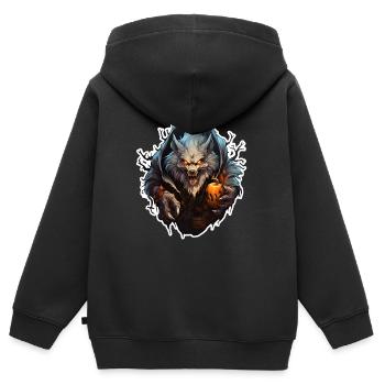 Halloween - Kinder Premium Organic Zip Hoodie - Schwarz - Hinten - AI Model Kid Male (0cm)