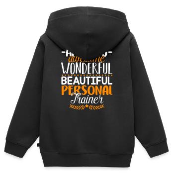 Entraîneur personnel Amazing Personal Trainer - Sweat Premium à capuche zippé enfant bio - noir - Dos - AI Model Kid Male (0cm)