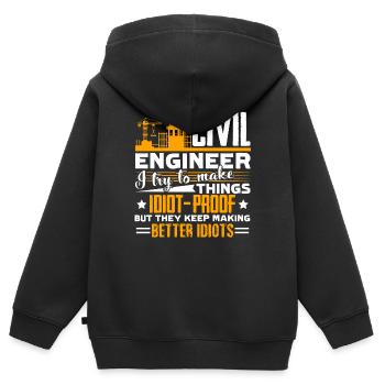 Bauingenieur Funny Bauingenieur - Kinder Premium Organic Zip Hoodie - Schwarz - Hinten - AI Model Kid Male (0cm)