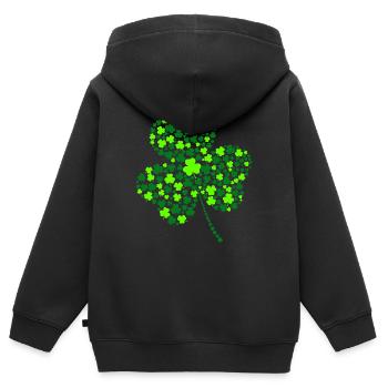 St. Patricks Day St. Patricks Day Klee - Kinder Premium Organic Zip Hoodie - Schwarz - Hinten - AI Model Kid Male (0cm)
