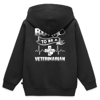 Tierarzt geboren, um ein Tierarzt zu sein - Kinder Premium Organic Zip Hoodie - Schwarz - Hinten - AI Model Kid Male (0cm)