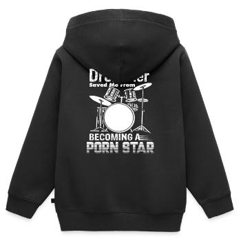 Schlagzeuger Als Schlagzeuger - Kinder Premium Organic Zip Hoodie - Schwarz - Hinten - AI Model Kid Male (0cm)