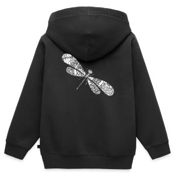 Libelle Libelle Blumenmuster - Kinder Premium Organic Zip Hoodie - Schwarz - Hinten - AI Model Kid Male (0cm)