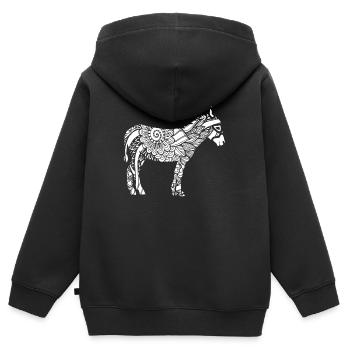 Esel Esel Blumenmuster - Kinder Premium Organic Zip Hoodie - Schwarz - Hinten - AI Model Kid Male (0cm)
