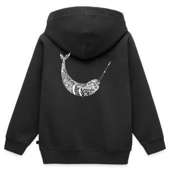 Narval narval motif floral - Sweat Premium à capuche zippé enfant bio - noir - Dos - AI Model Kid Male (0cm)