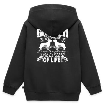 Golden Retriever, c'est un mode de vie - Sweat Premium à capuche zippé enfant bio - noir - Dos - AI Model Kid Male (0cm)