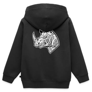 Nashorn Nashorn Blumenmuster - Kinder Premium Organic Zip Hoodie - Schwarz - Hinten - AI Model Kid Male (0cm)