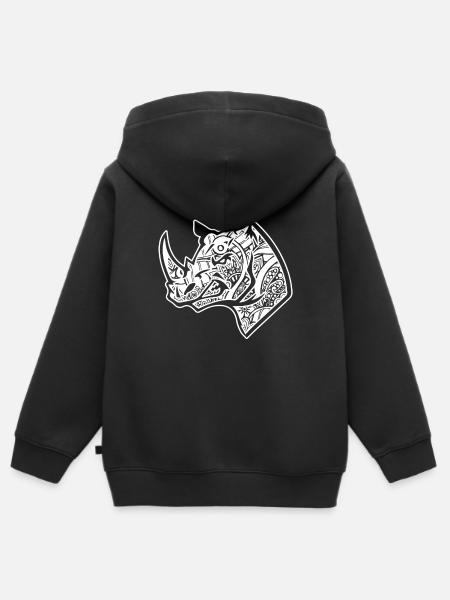 Nashorn Nashorn Blumenmuster - Kinder Premium Organic Zip Hoodie - Schwarz